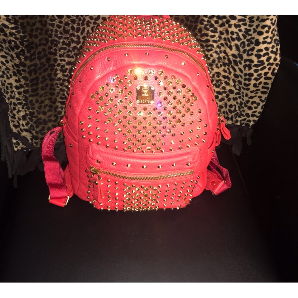 MCM Red studded backpack